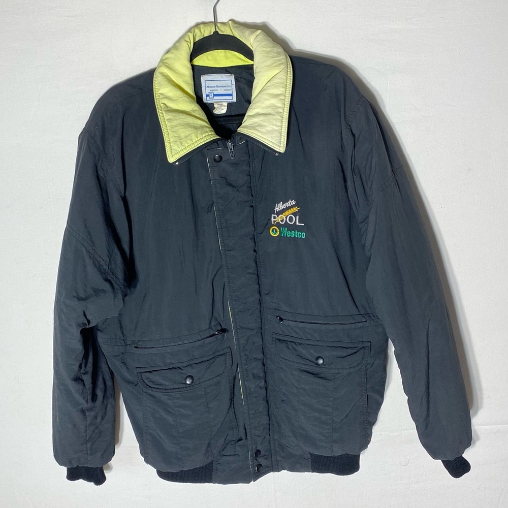 Vintage Alberta Grain Pool Westco Black & Yellow Jacket with Embroidered Logo L
